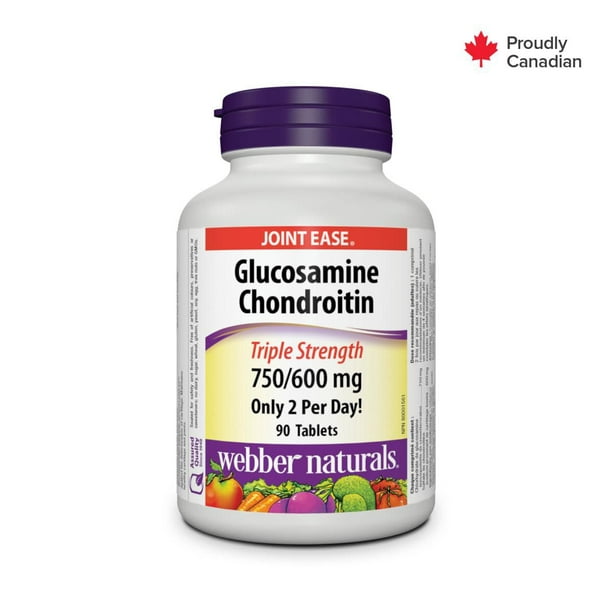 Webber Naturals Glucosamine Chondroïtine, Triple-Force, 750/600 mg 90 comprimés