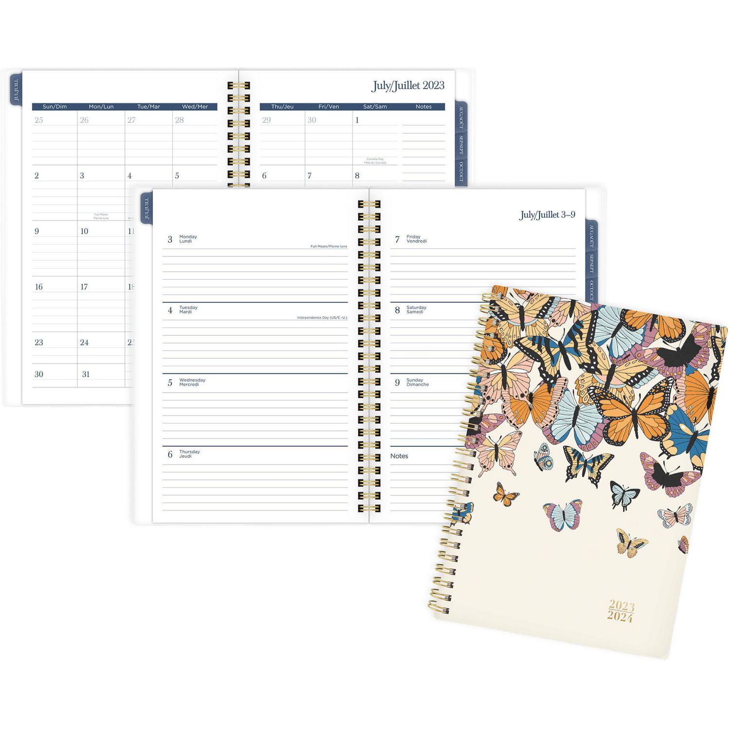 Cambridge® Petit Agenda Scolaire Hebdomadaire / Mensuel Papillon Rose