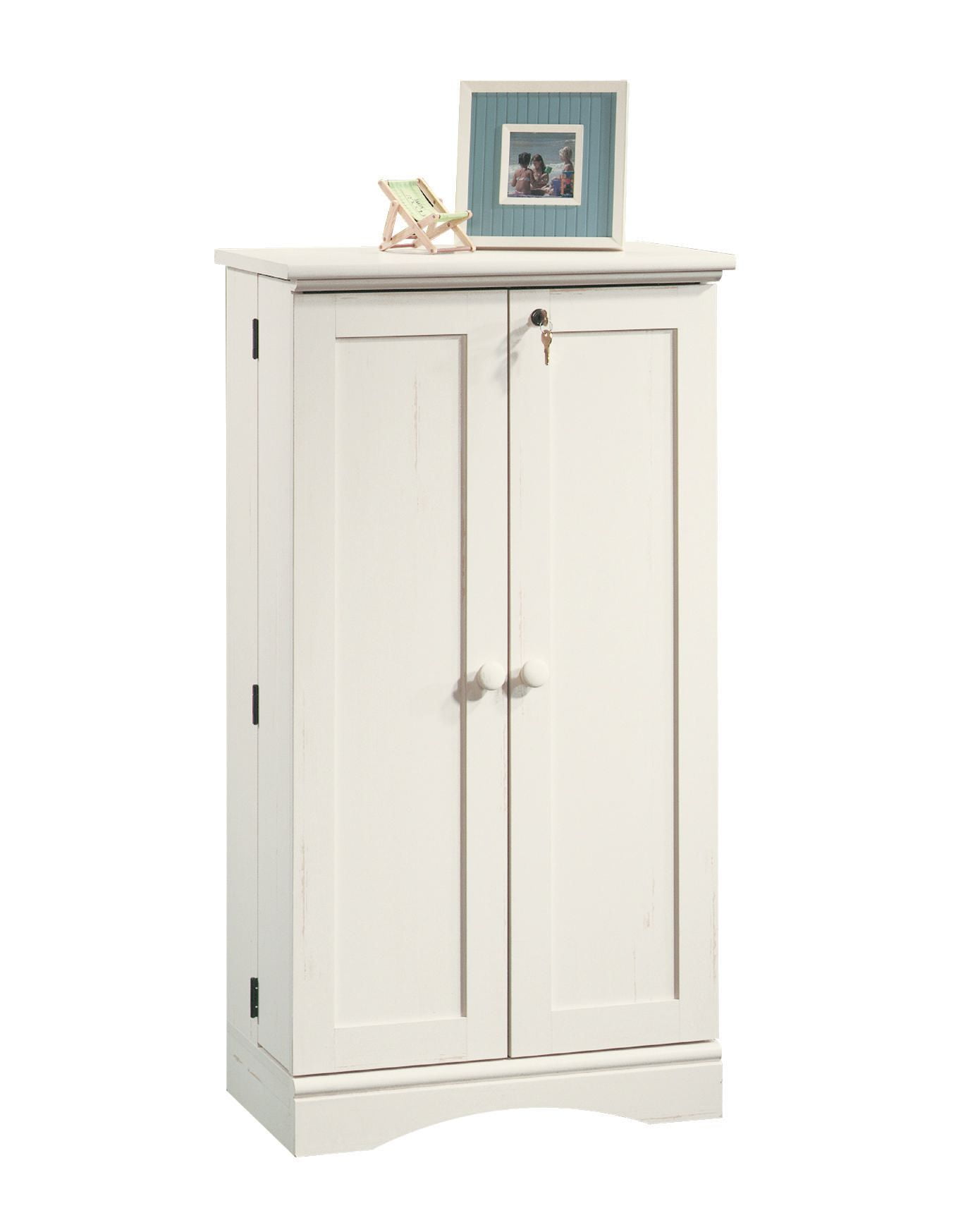 Sauder, Multimedia Storage Antiqued White finish, 158050