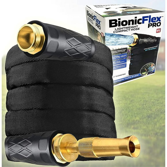 Tuyau d’arrosage Bionic Flex Pro 50' – Tuyau extérieur ultra-léger et robuste avec embout pulvérisateur – Flexible et sans nœuds