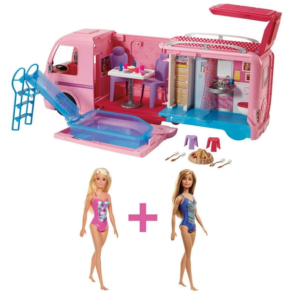 Barbie Family Camping Trip Routine - Dreamhouse Adventures Camper 
