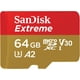 Carte SanDisk ExtremeMD microSDXCMC UHS-I de 64 Go et de classe de performance A2 – SDSQXA2-064G-CW6MA 64Go microSDXC – image 1 sur 6