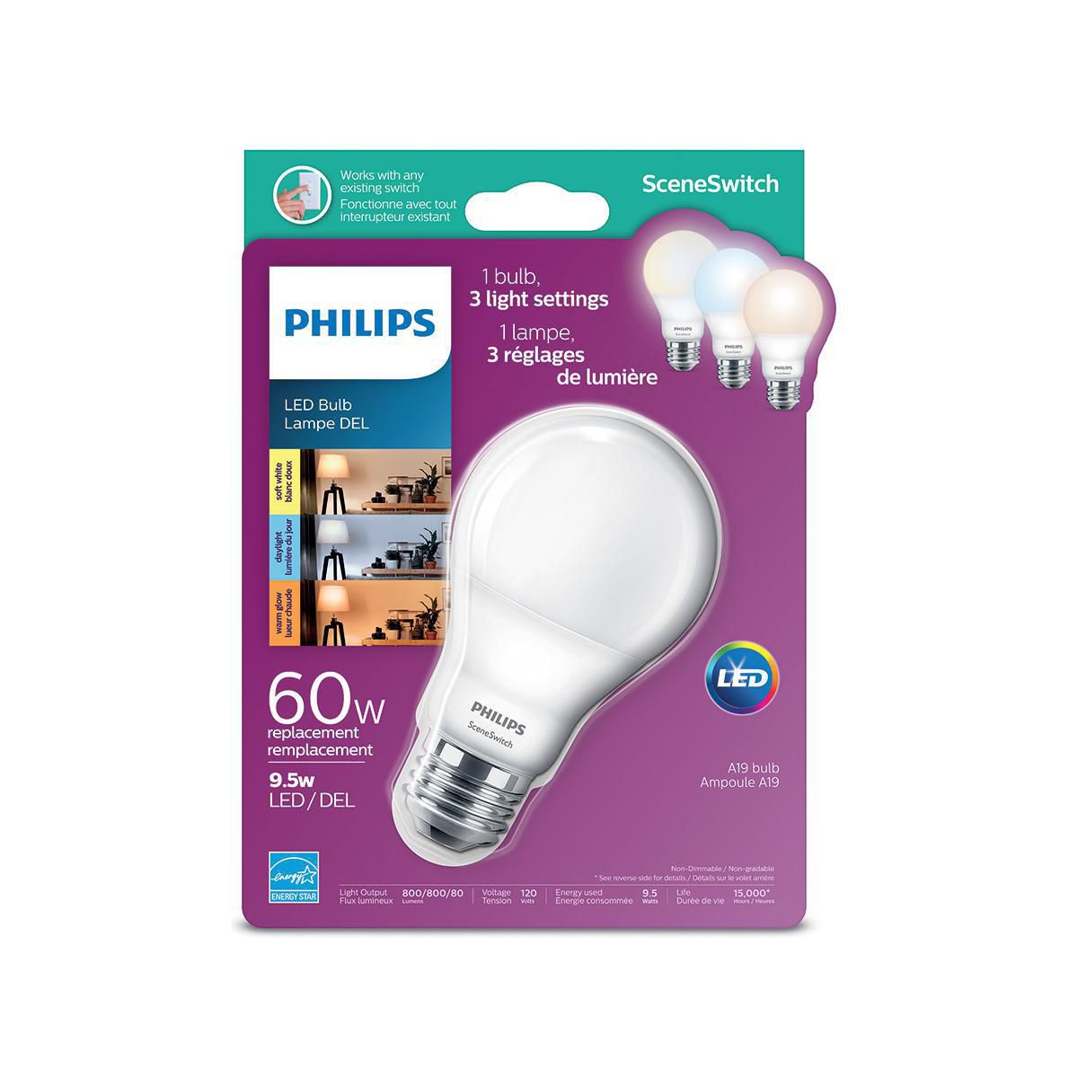 na school Maan vermoeidheid PHILIPS LED 60W A19 SceneSwitch bulb | Walmart Canada