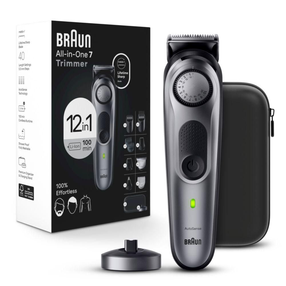 Braun All-In-One Style Kit Series 7 7440, 12-in-1 Trimmer for Men with  Beard Trimmer, Body Trimmer for Manscaping, Hair Clippers & More, Braun's  Sharpest Blade, 40 Length Settings, Rechargeable 100-minute Battery Cordless