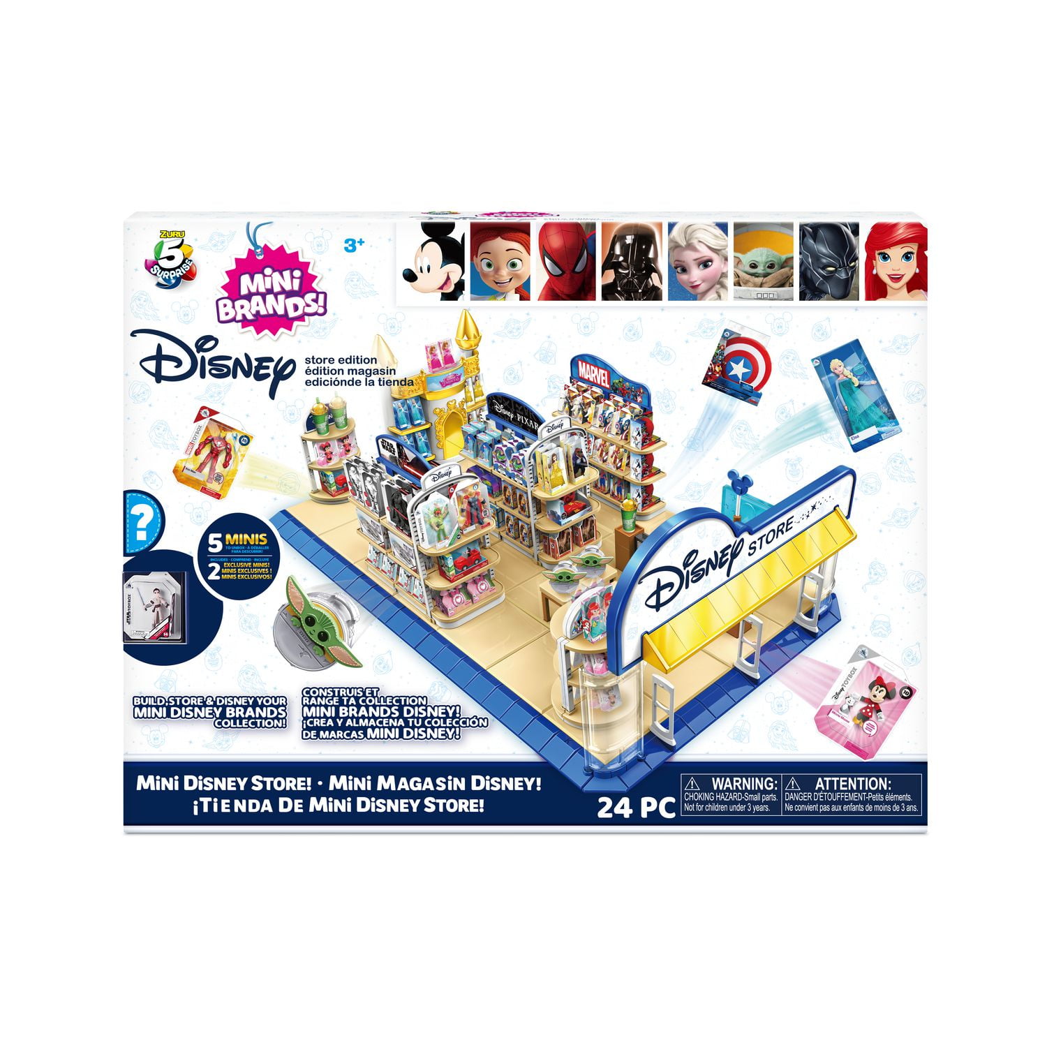 5 Surprise Disney Store Mini Brands Toy Store Playset with 2 Exclusive Minis,  By Zuru 