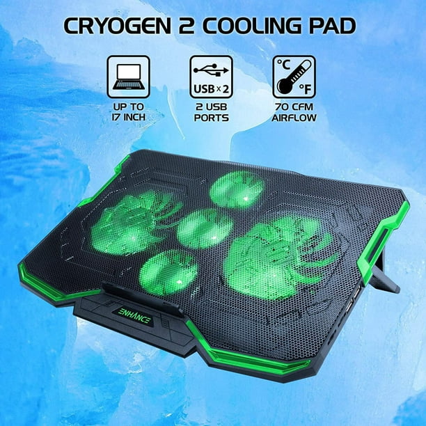 ENHANCE Cryogen Gaming Laptop Cooling Pad - Fits 17 in. Computer