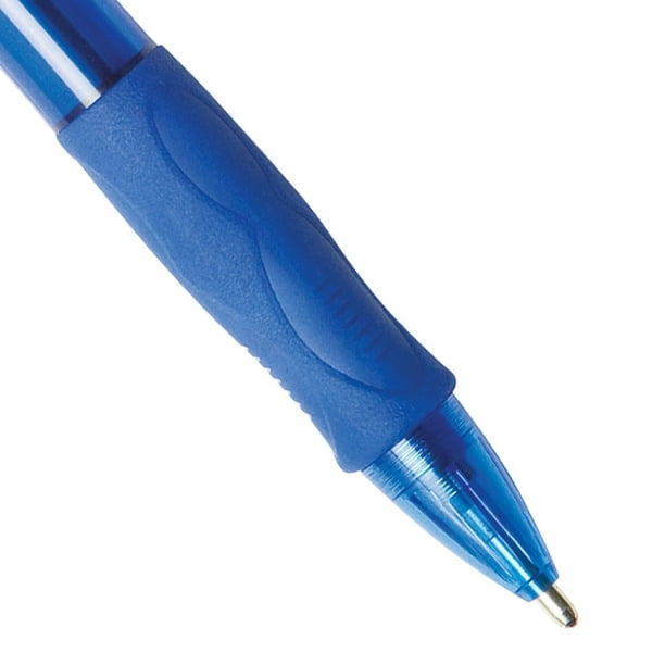 Stylo bille Lyreco - rétractable - pointe moyenne - bleu