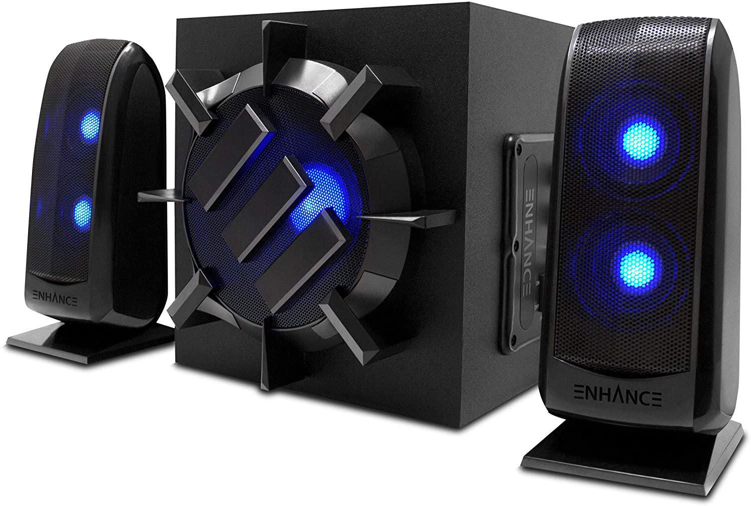 ENHANCE 2.1 Computer Speaker System with Powered Subwoofer, 80W Peak, LED  Satellite Speakers, AC Wired Connection, Volume and Bass Control,  Compatible with Gaming PC, Desktop, Laptop Walmart Canada