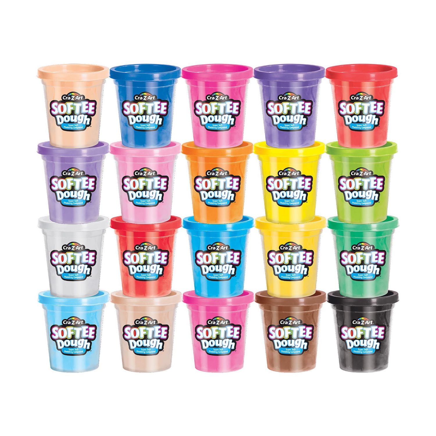 Cra-Z-Art Softee Dough Super Value 20 Pack, Rainbow Dough Set for 