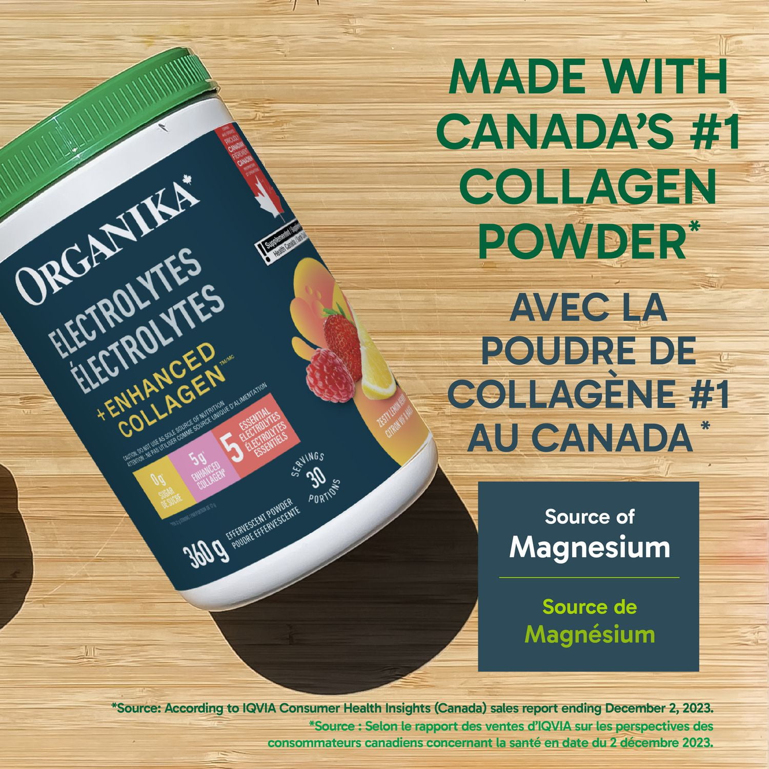 Organika Electrolytes Collagen Lemonberry 360g D'Hydratation avec des Nutriments essentials