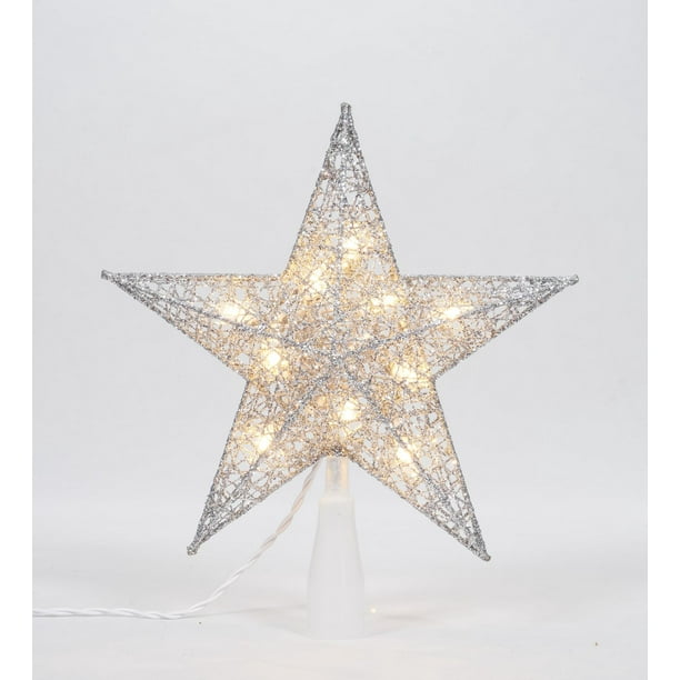 Holiday Time 9-Inch Star Tree Topper with Clear Incandescent Lights ...