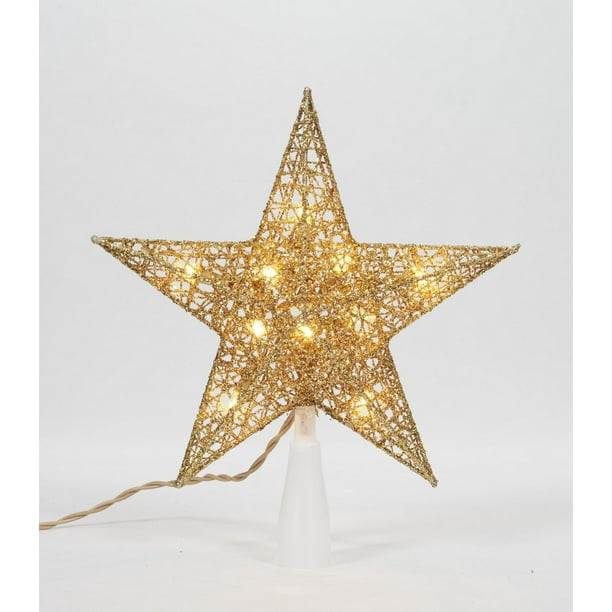 Holiday Time 9-Inch Star Tree Topper with Clear Incandescent Lights ...