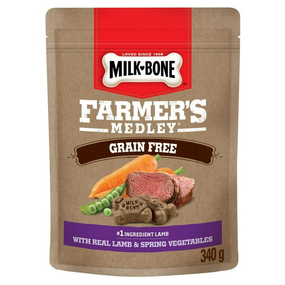 Milk-Bone Farmer's Medley Grain Free Real Lamb & Spring Vegetables Crunchy Dog Treats, 340g