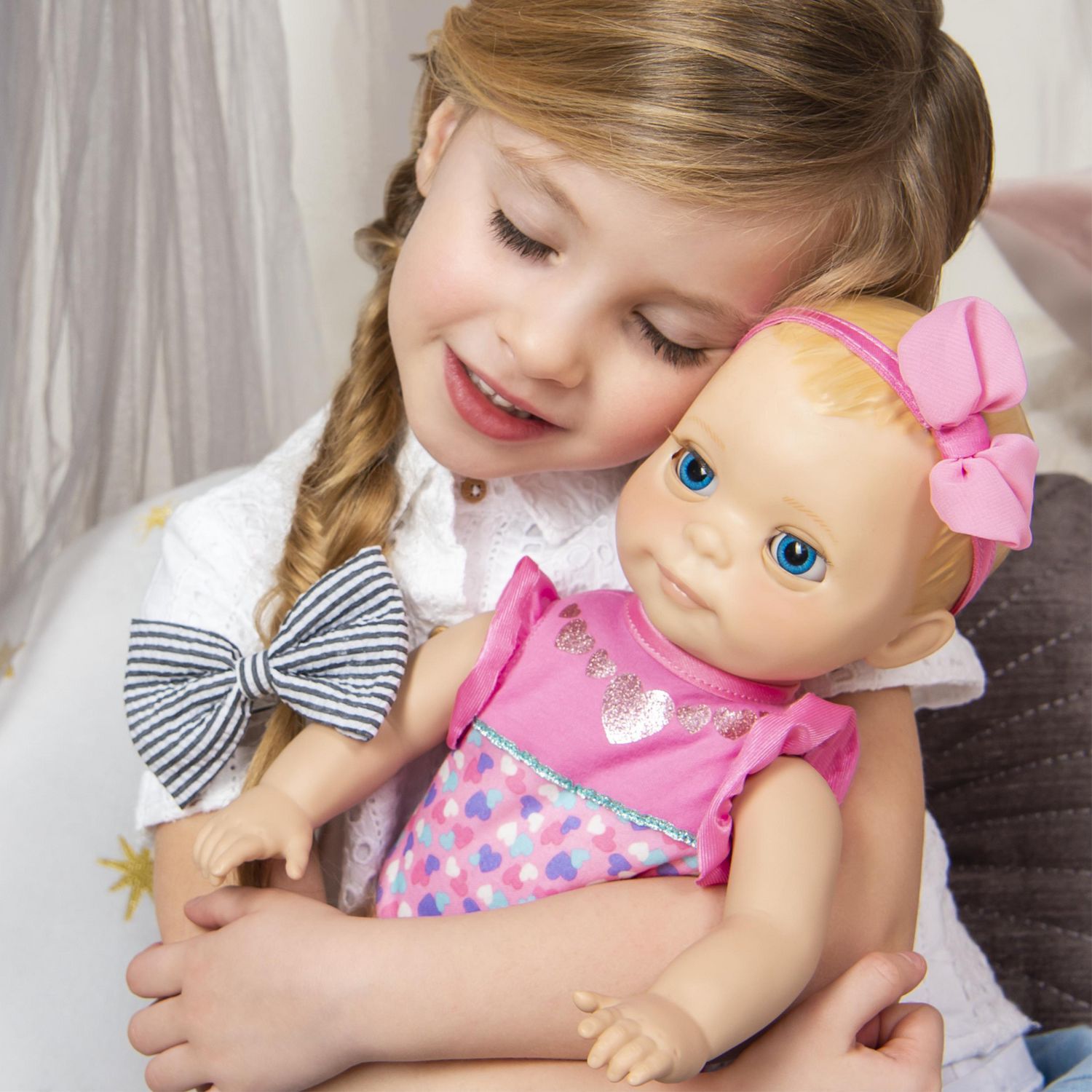 Luvabella Newborn Blonde Hair Interactive Baby Doll with Real