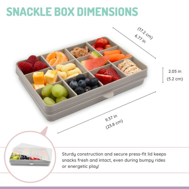 Snackle Box – Divided Snack Container, Food Storage for Kids, Removable  Dividers, Arts & Crafts, Beads, BPA-Free – 12 Compartments- Grey 