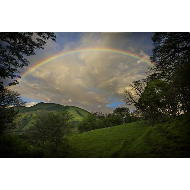 Nalbandian - Champ vert avec nuages & Rainbow