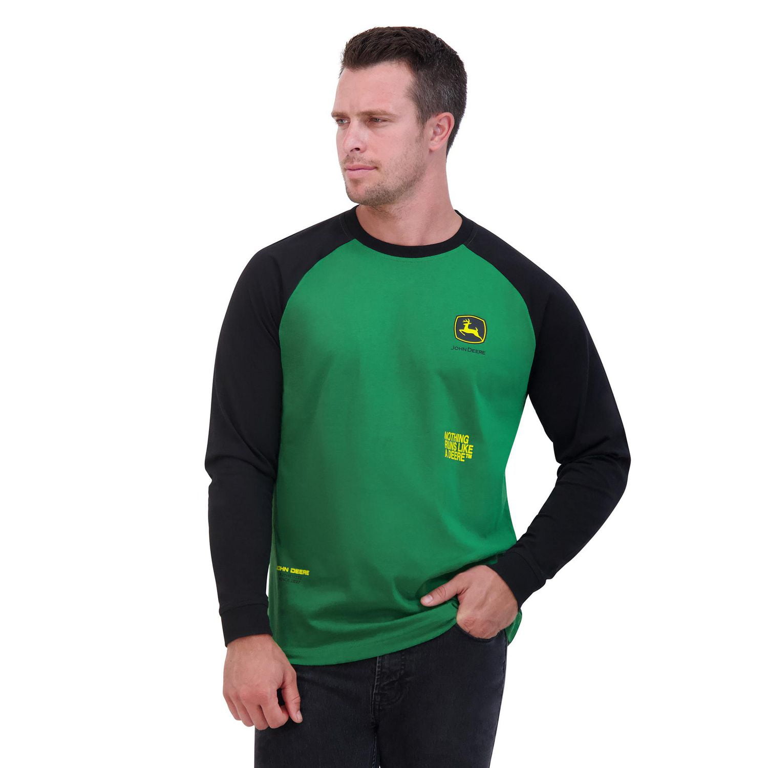 John Deere Long Sleeve Racer Raglan Graphic Tee