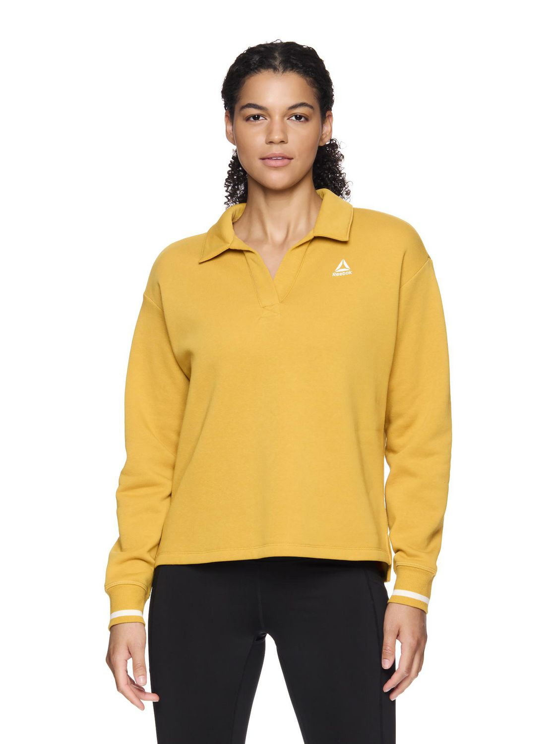 Reebok Women s Varsity Polo Cropped Sweatshirt Walmart