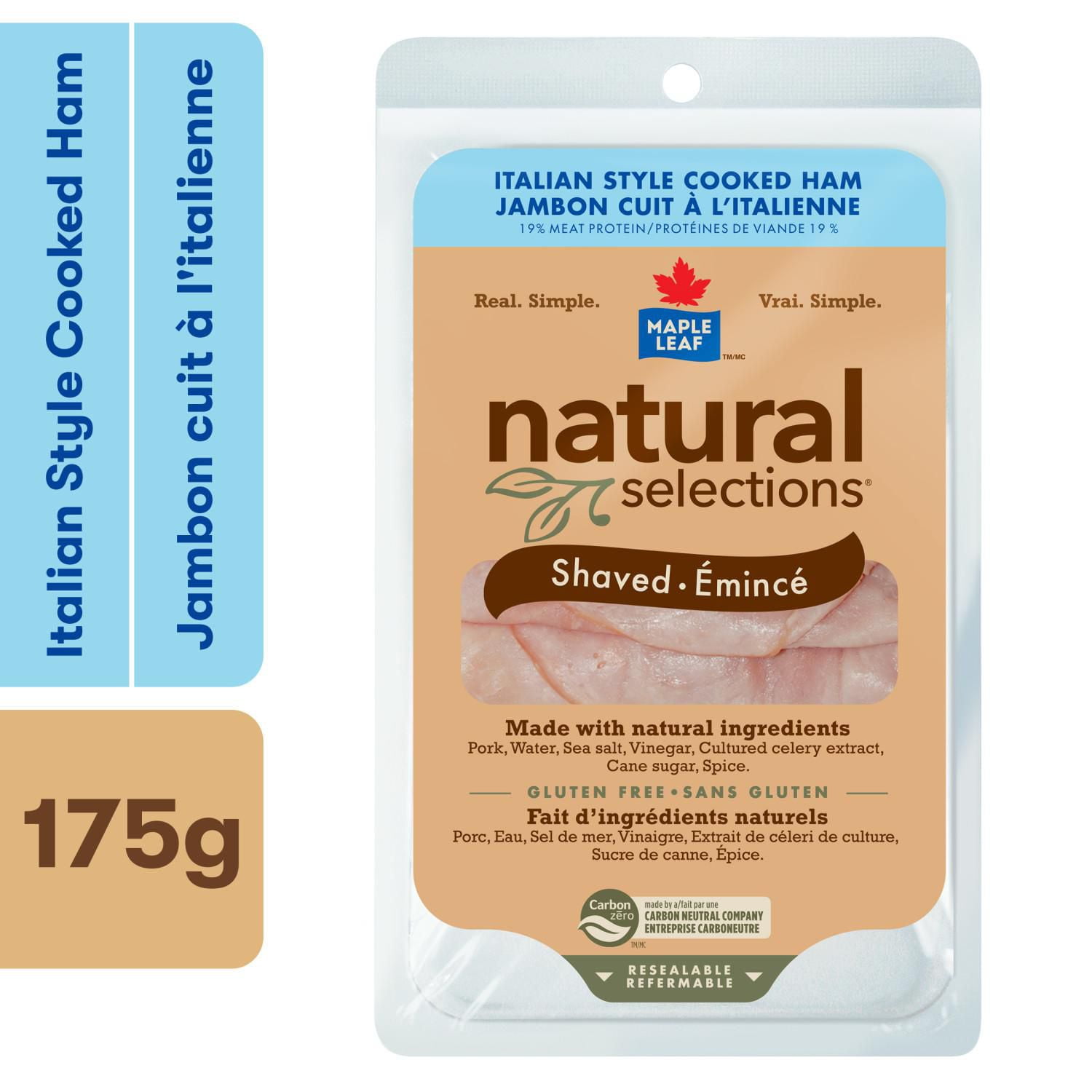 Jambon style italien émincé Natural Selections Maple Leaf Jambon à l’italienne 175 g