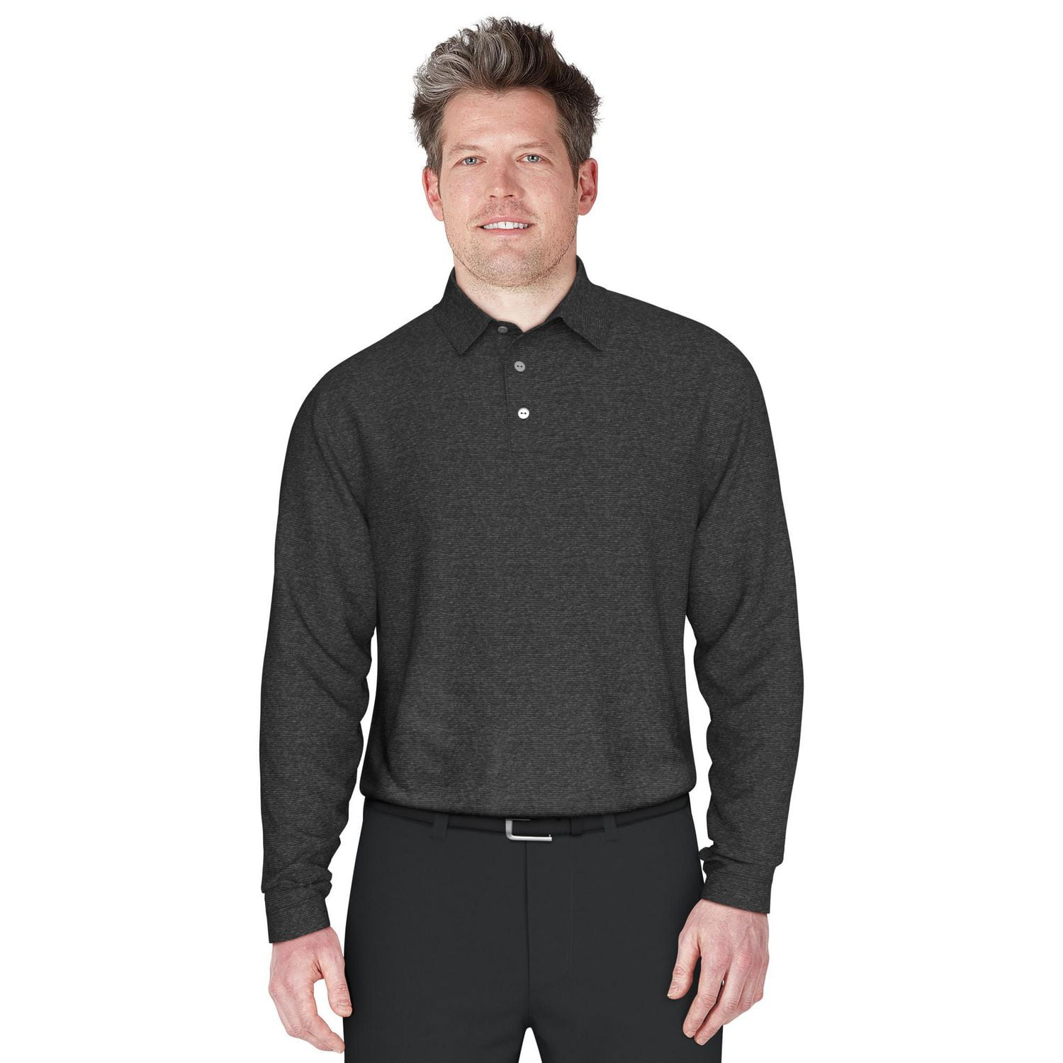 Ben Hogan Polo de golf à manches longues pour hommes Feeder Stripe