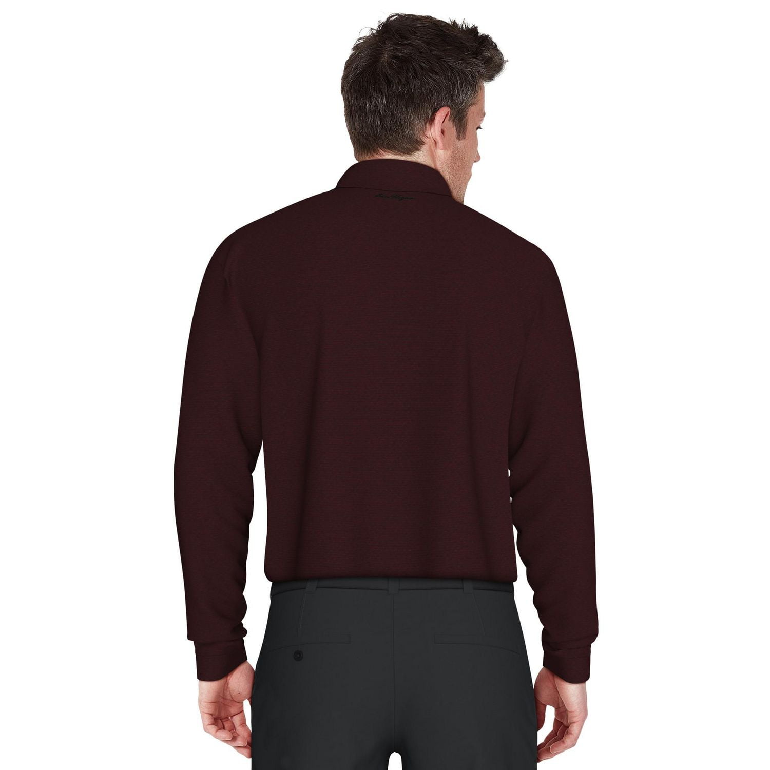 Ben Hogan Men's Feeder Stripe Long Sleeve Golf Polo Shirt