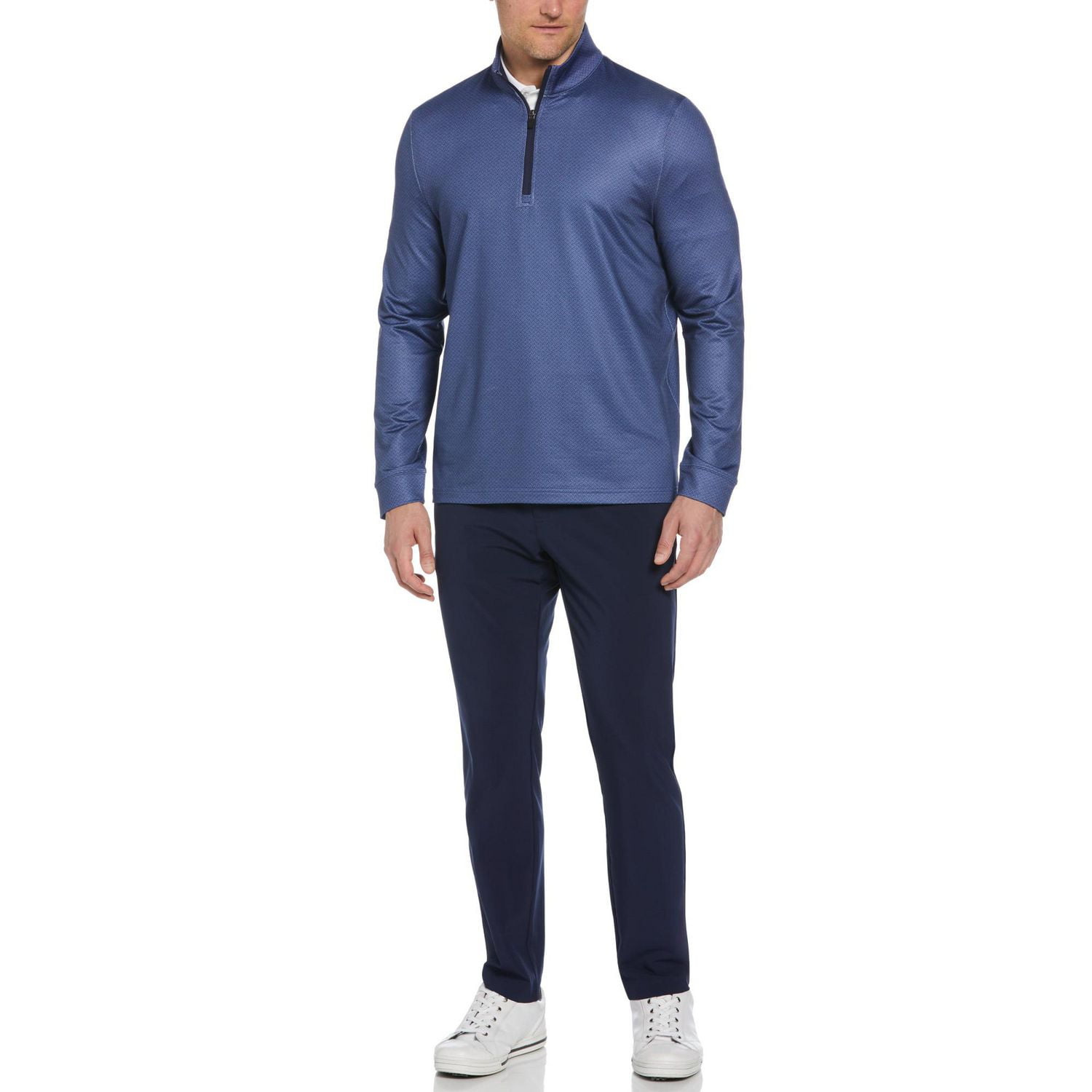 Ben Hogan Men's Mini Heather Geo Print Quarter Zip Golf Sweater
