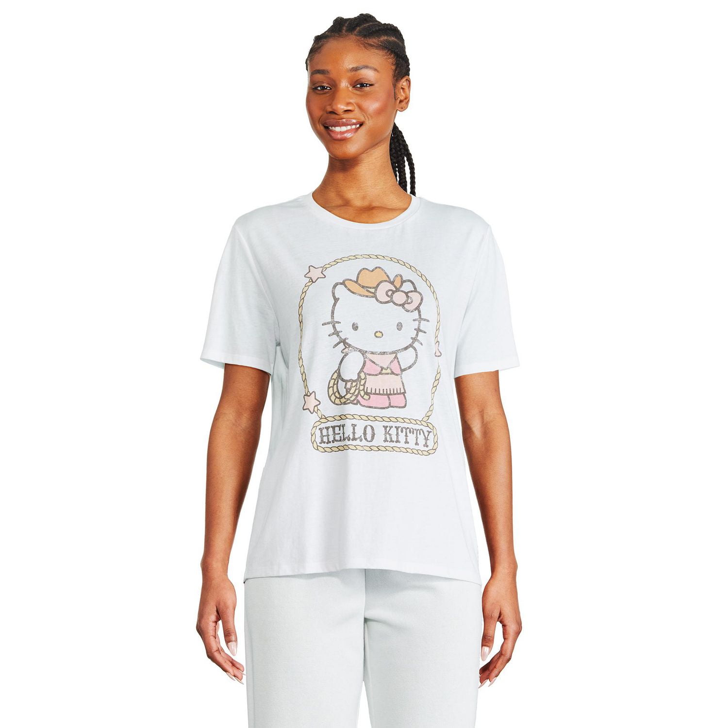 T-shirt à manches courtes Hello Kitty pour femmes Tailles TP–TG