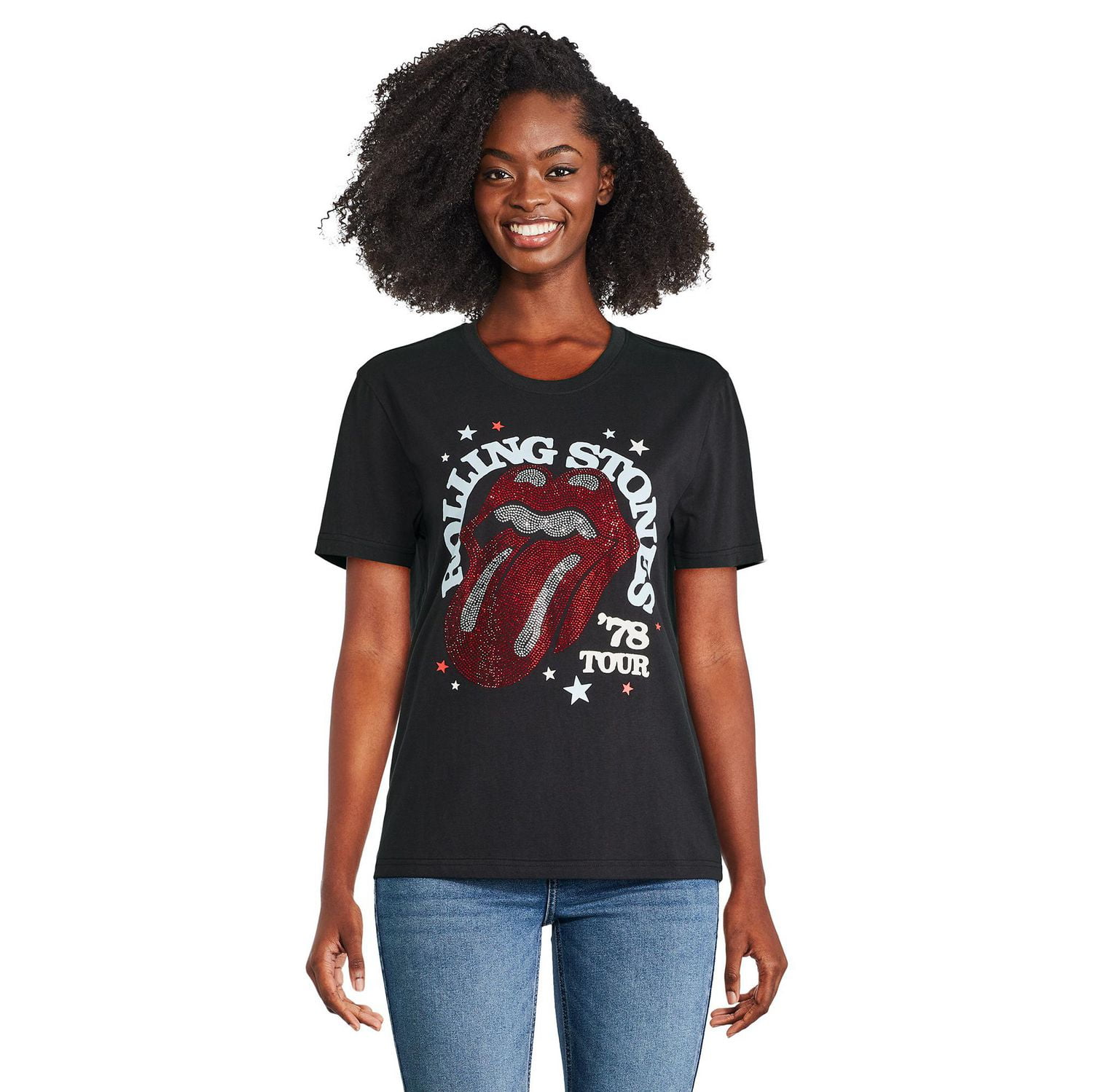 T-shirt coupe garçonne The Rolling Stones pour femmes