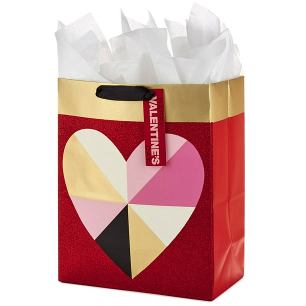 Grand sac-cadeau de la Saint-Valentin avec papier de soie