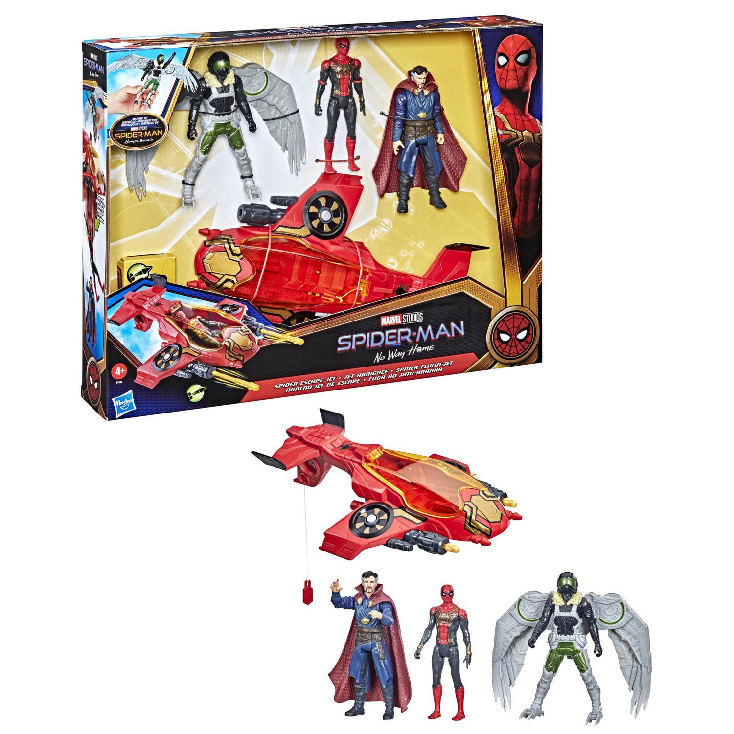 Marvel Spider-Man Spider Escape Jet, With 3 Action Figures in 6