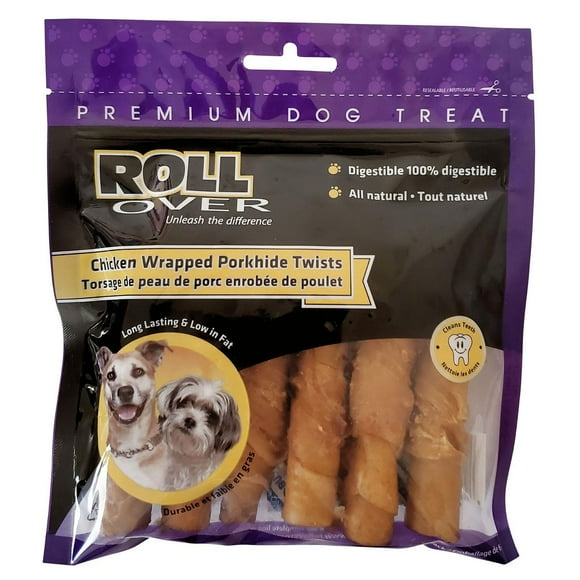 Rollover Chicken Wrapped Porkhide Twists, 6pk