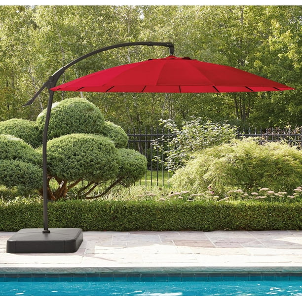 hometrends 10 ft. Round Offset Shanghai Umbrella & Base, Fade-resistant ...