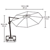 hometrends 11 ft. Round Offset Umbrella with LED Lights & Base, Weather ...