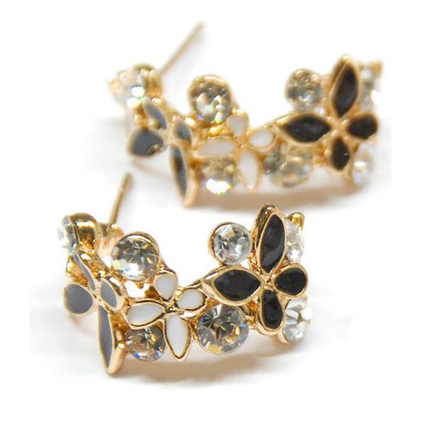 Boucles d'oreilles florales avec cristaux