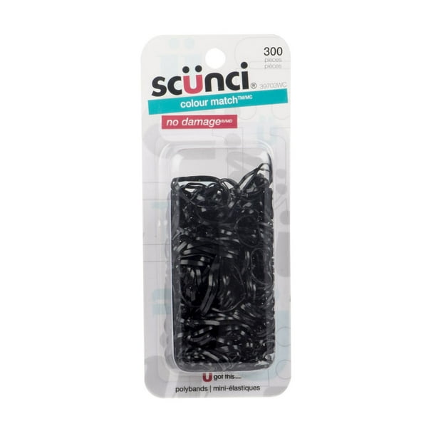Paquet de 300 bandes élastiques Scünci – noir 300 pièces
