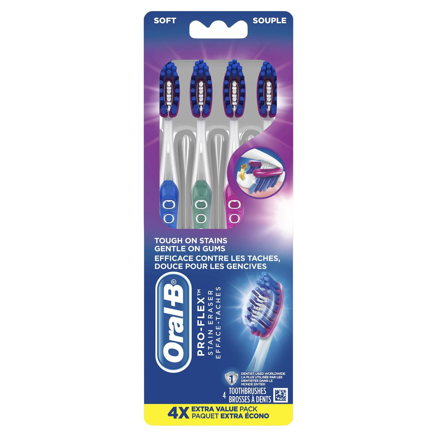 Oral-B 3D White Luxe Pro-Flex Manual Toothbrush, Soft, 4 Count - Walmart.ca