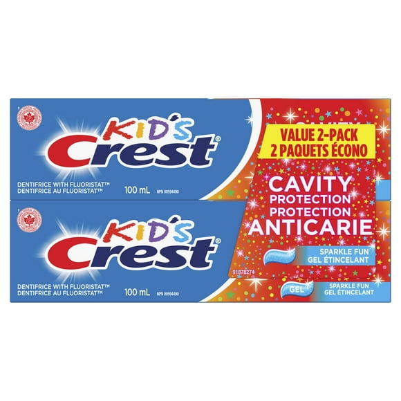 Crest Kids Cavity Protection Toothpaste, Sparkle Fun Flavor, 100 mL, Pack of 2