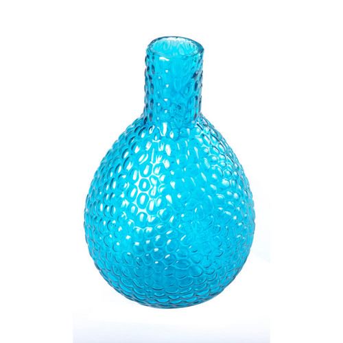 Vase en verre martelé turquoise