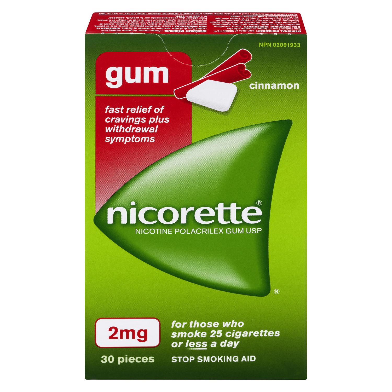 Nicorette Nicotine Gum Quit Smoking Aid Cinnamon Mg Walmart Canada