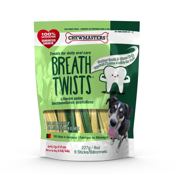 Chewmasters Breath Twists 9 sticks 227g bag, Dog breath freshener