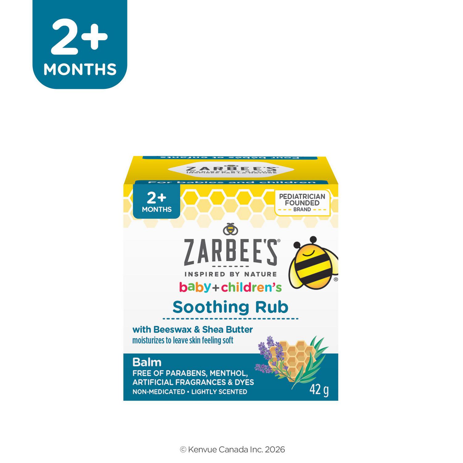 Pommade apaisante Zarbee’s pour bébés et enfants, huile de ricin, lavande, eucalyptus et beurre de karité, baume à la cire d’abeille, 42 g