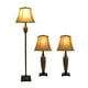 Ensemble de trois lampes Elegant Designs en bronze martelé  (2 lampes de table, 1 lampadaire) – image 2 sur 5