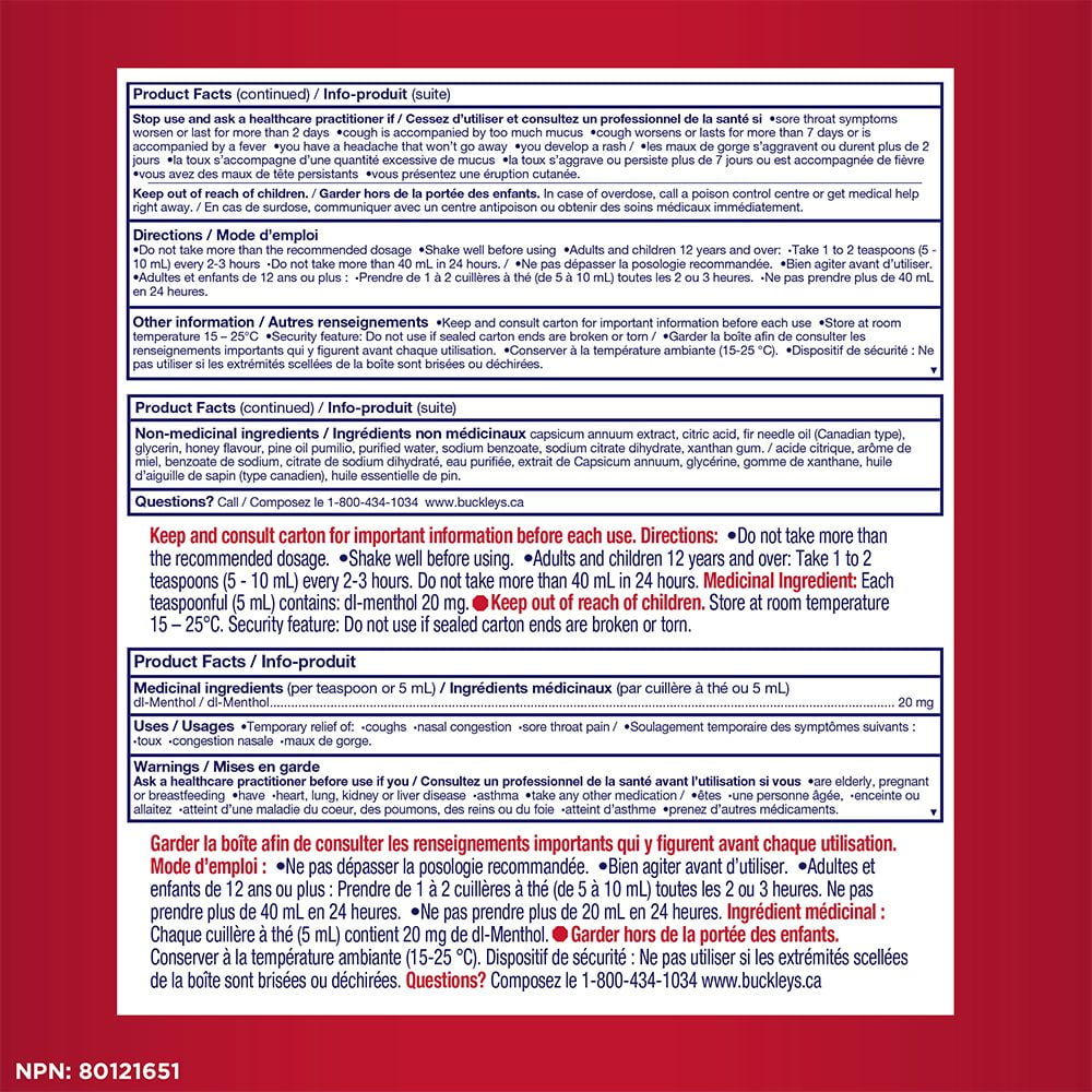 Buckley's Melange Apaisant, 250 mL Buckley's Melange Apaisant