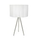 Lampe de table trépied en nickel brossé Simple Designs avec abat-jour en soie plissée – image 2 sur 5