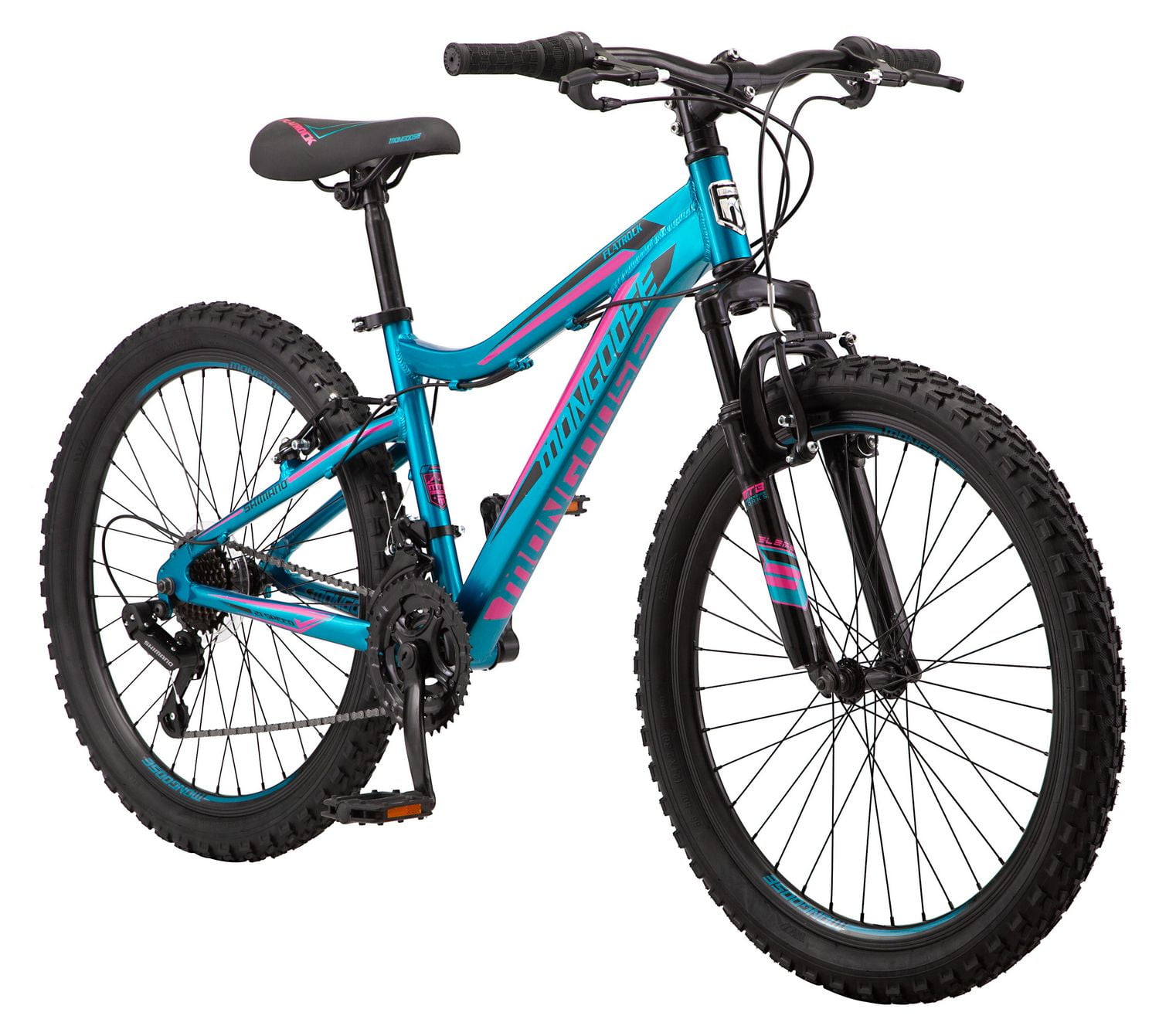 Mongoose Flatrock mountain bike 21 speeds 24 inch wheels teal Walmart