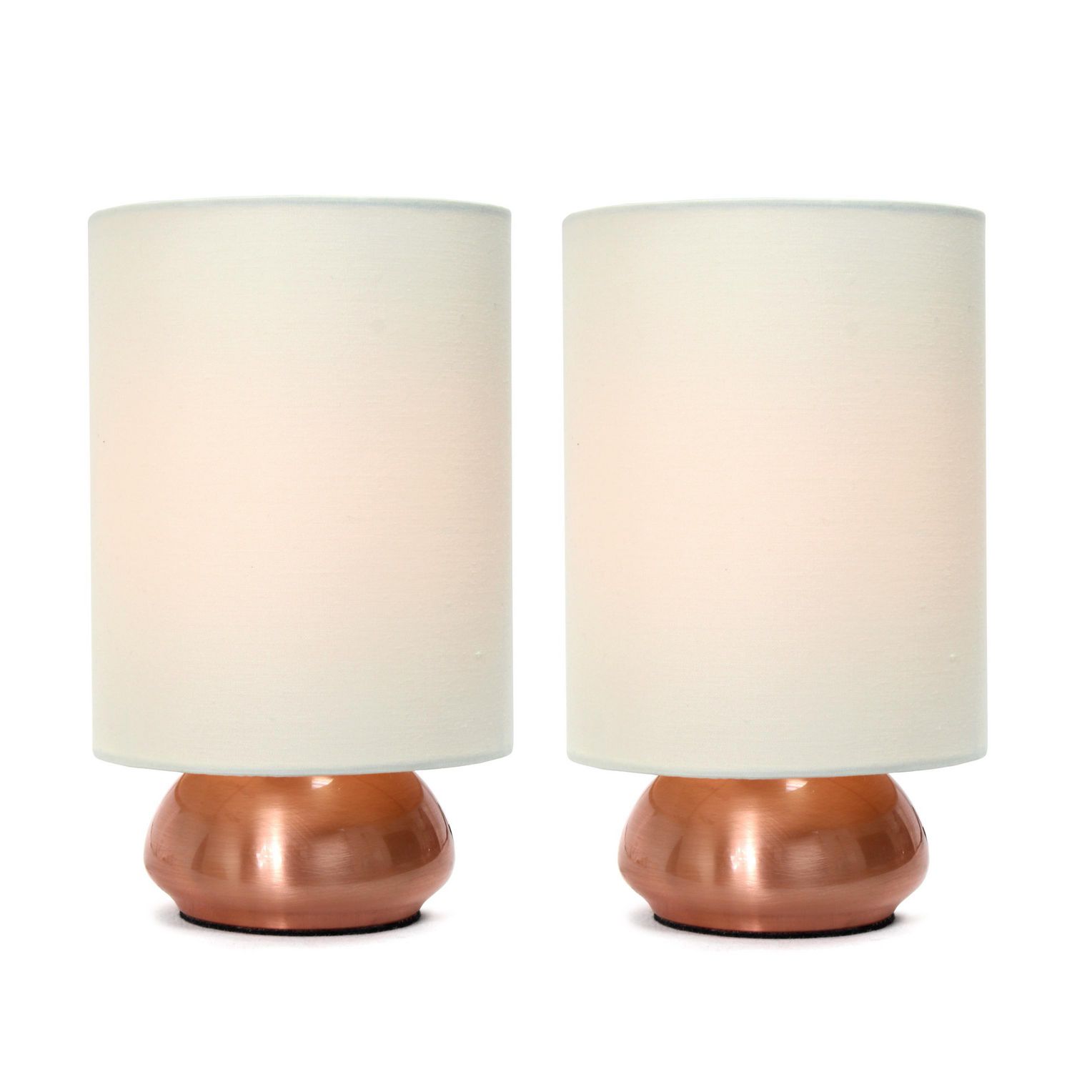 Simple Designs Gemini 2 Pack Mini Touch Lamp with Rose Gold Base