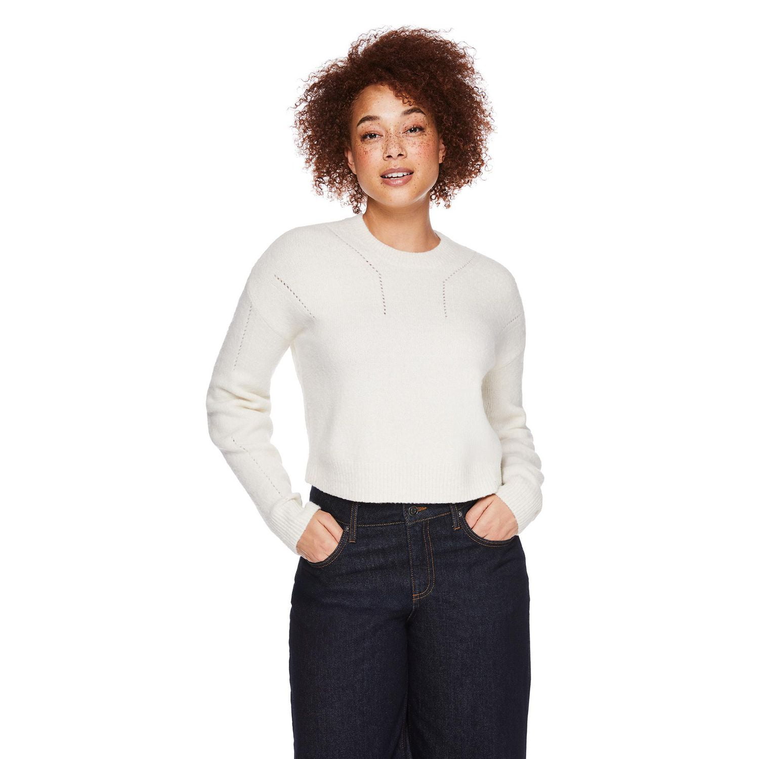 Chandail écourté à encolure ras du cou George pour femmes Tailles TP–TTG