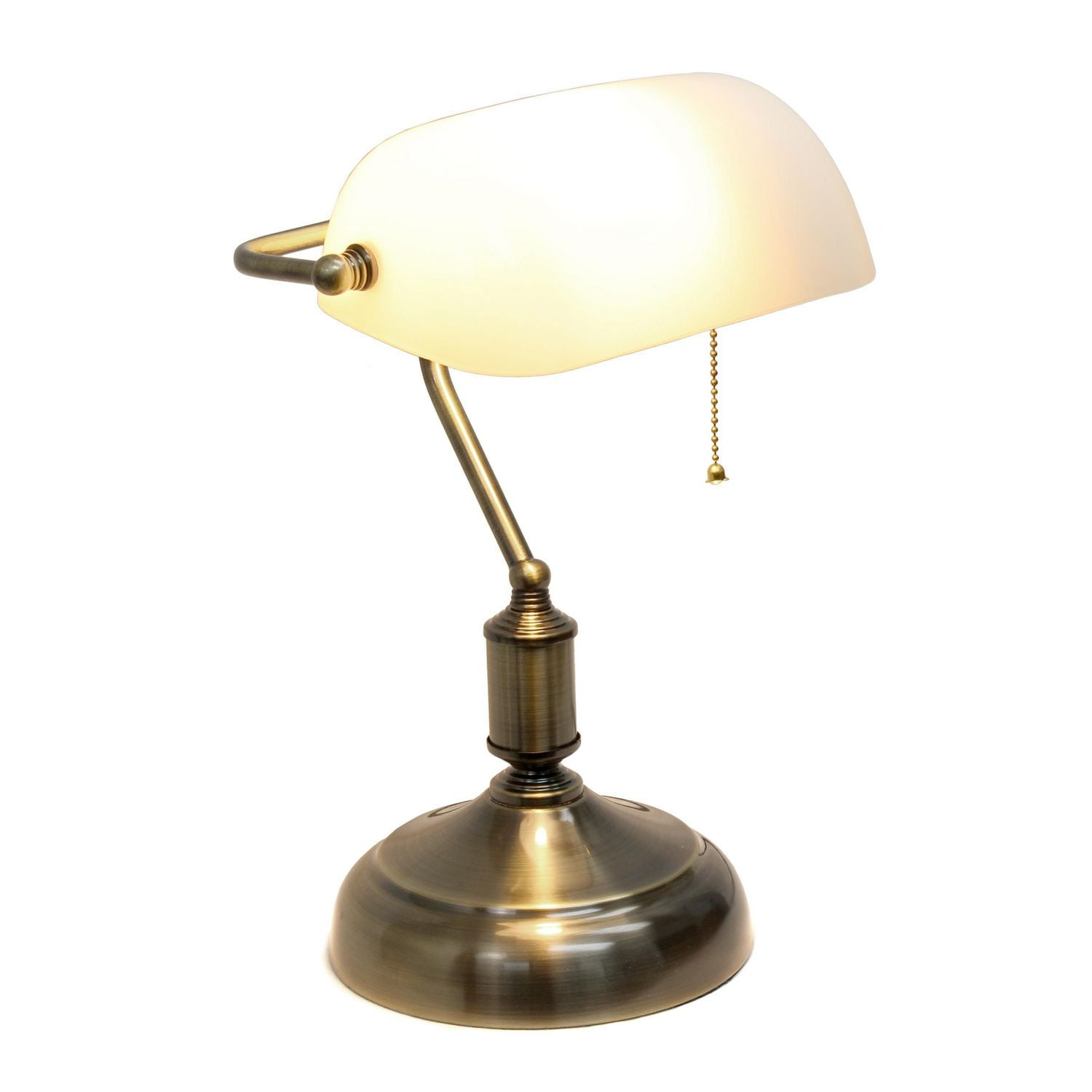 Lampe de bureau Simple Designs avec abat-jour en verre, blanche 
