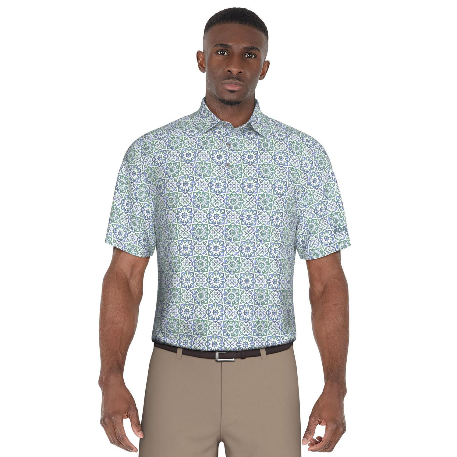 PGA TOUR APPAREL Men s Watercolor Tile Print Golf Polo Shirt PGAT Men s Polo