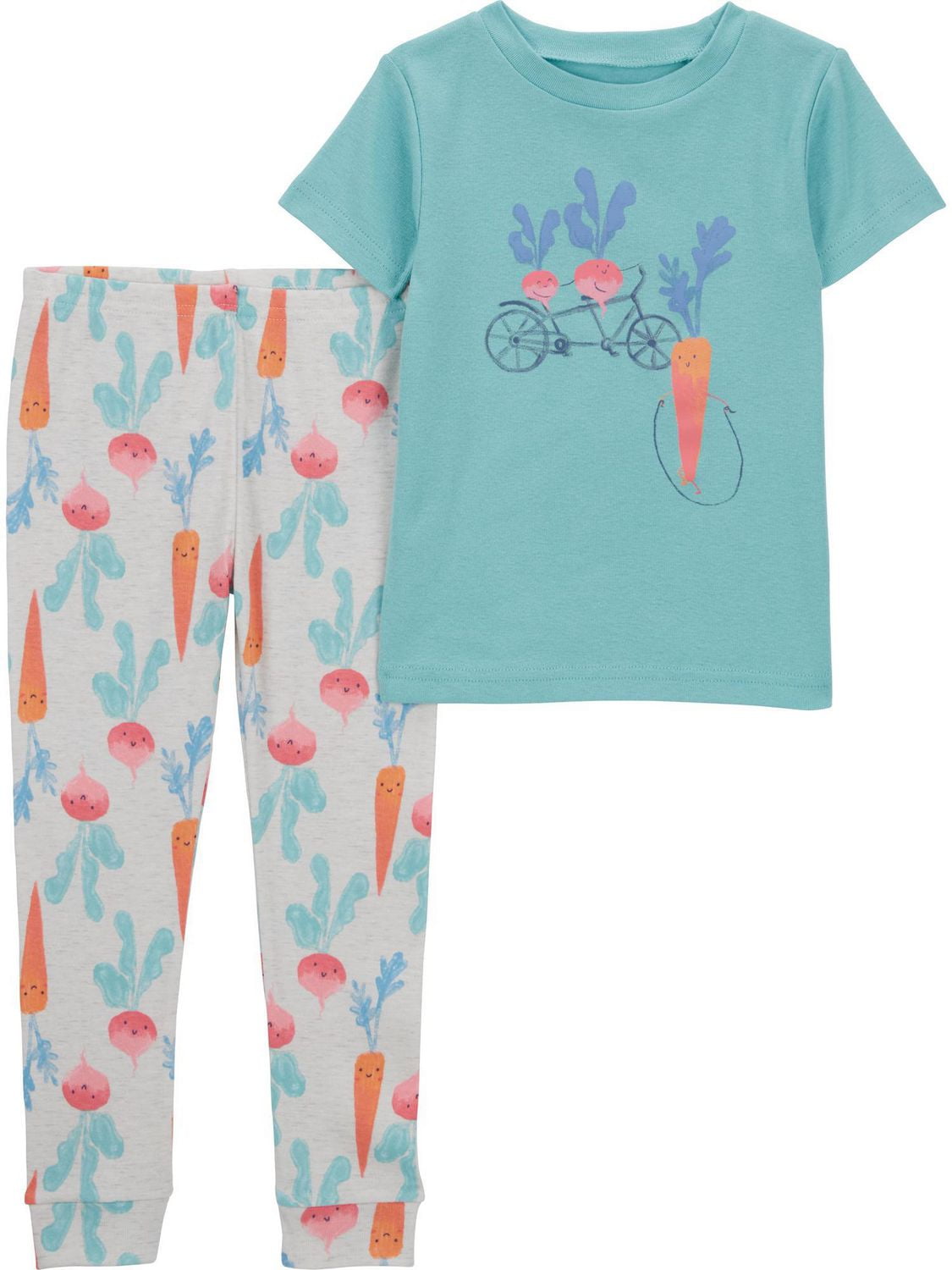 Carter s Child of Mine Baby and Toddler Girls Carrot 2 Piece Pajama Set Walmart